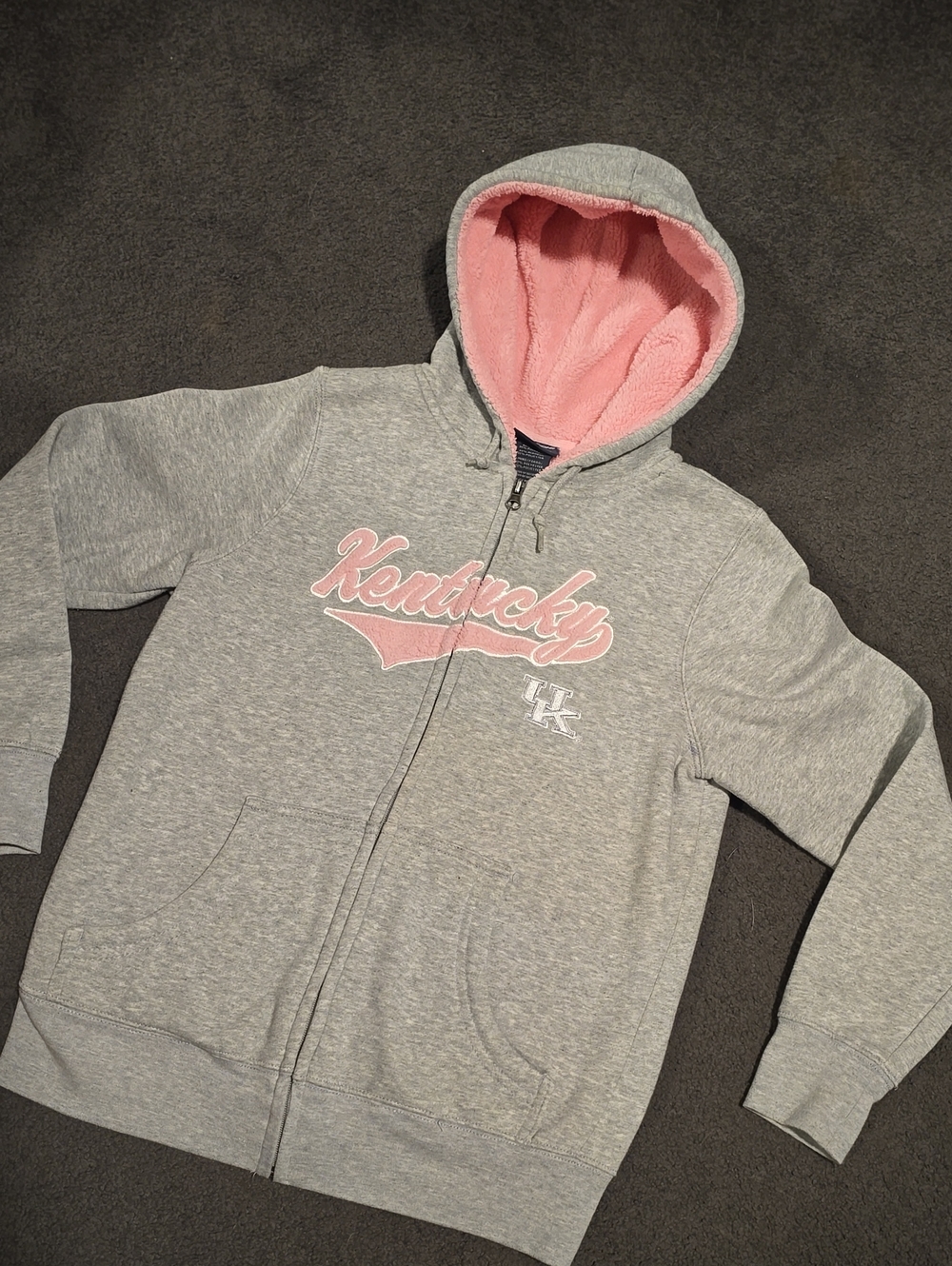 Pro Edge Grey Jacket with Pink Fleece-Lined Hood